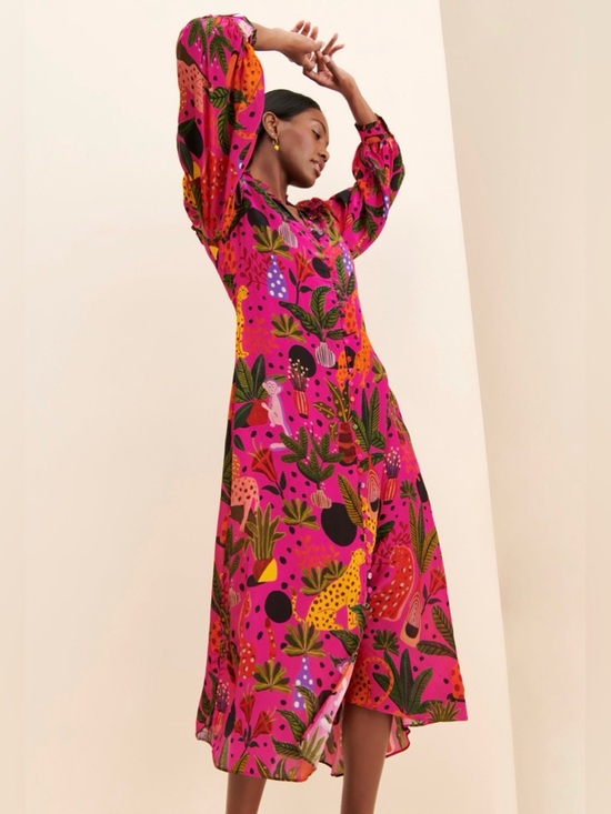 FARM Rio Dresses & Skirts - Farm Rio Pop Leopard Chemise Maxi Dress Size XS PTP 18” Length 49”-50”